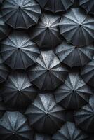 A large group of umbrellas arranged in a pattern photo
