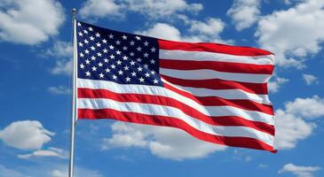 An american flag waving in the wind photo