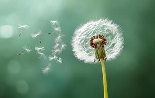 Dandelion blowing in the wind photo