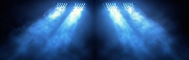 Two blue lights on a black background photo