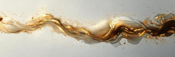 Gold liquid flowing over a white background photo