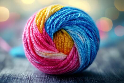 A ball of yarn with a colorful design photo