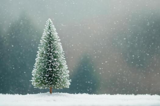A small tree is standing in the snow photo