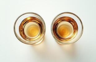 Two glasses of whiskey on a white background photo