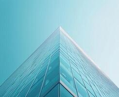 A view of a building with a blue sky in the background photo