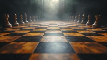 A chess board with many pieces on it photo