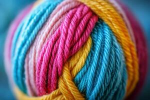 A ball of yarn with multicolored yarn photo