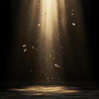 Golden light beams coming from the ground photo