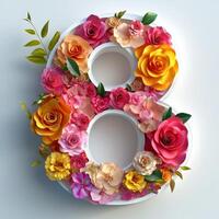 The number eight is made of flowers photo
