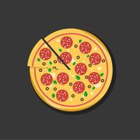 Ready to eat pizza in flat design style vector