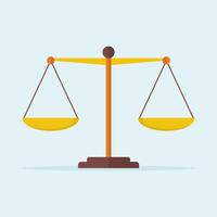 Scales of justice from two sides in flat design style vector