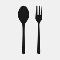 Black simple spoon and fork icon vector