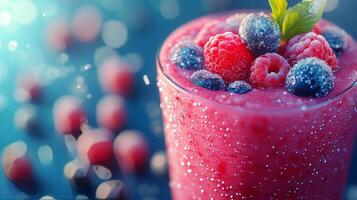 A smoothie with berries and ice photo