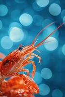 A close up of a lobster on a blue background photo
