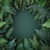 Green fern leaves on a dark background photo
