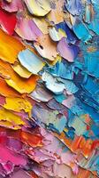 A close up of a colorful painting photo
