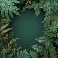 Green fern leaves on dark background photo