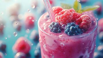 A smoothie with berries and raspberries photo