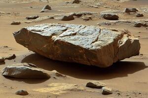 A rock on the surface of a desert photo