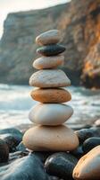 Stack of stones on the beach photo