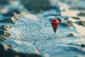 A red pin on a map of a city photo