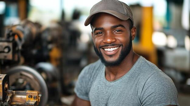 A smiling man in a factory photo