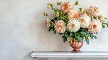 A vase with flowers sitting on a table photo
