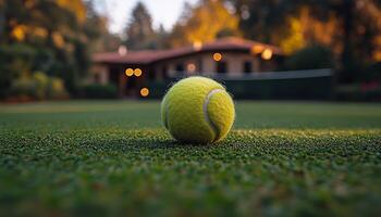 A tennis ball on the grass photo