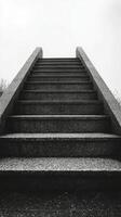 Black and white photograph of stairs leading up to a hill photo