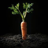 A carrot growing in the dirt photo
