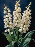 A painting of white flowers on a black background photo