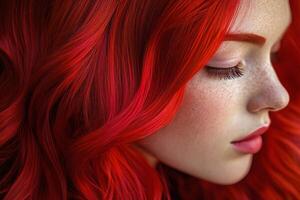 A close up of a woman with red hair photo