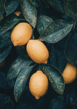 Lemon tree with ripe lemons photo