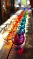 A row of glasses on a table photo