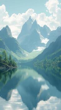 un montaña rango es reflejado en un lago foto