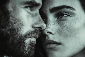 A man and woman are looking at each other photo