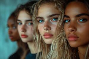 A group of women with different skin tones photo