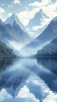 un montaña rango es reflejado en un lago foto