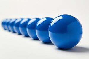 A row of blue eggs on a white background photo