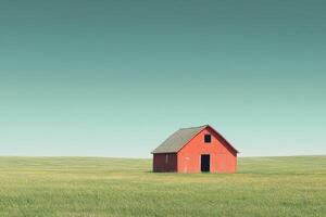 A red barn in a field photo