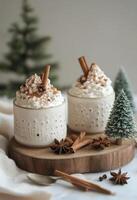 Christmas pudding with cinnamon and spices photo