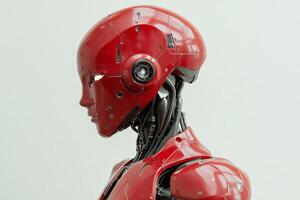 A red robot with a white background photo