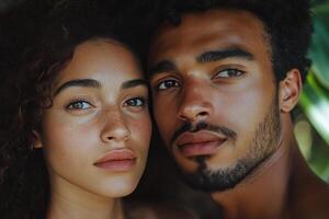 A man and woman with freckles photo