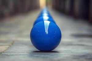 Blue balls on a line in a tunnel photo