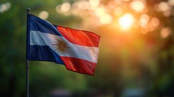 The flag of peru on a sunny day photo