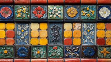 Colorful tile work on a wall photo