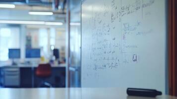 A whiteboard with writing on it in an office photo