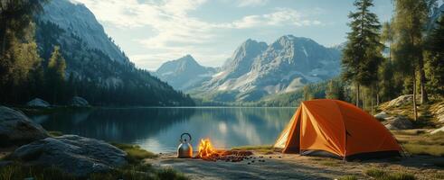 Camping in the mountains photo