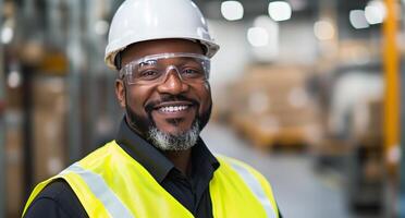 A smiling black man in a safety vest photo