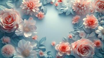 A beautiful floral background with pink roses photo